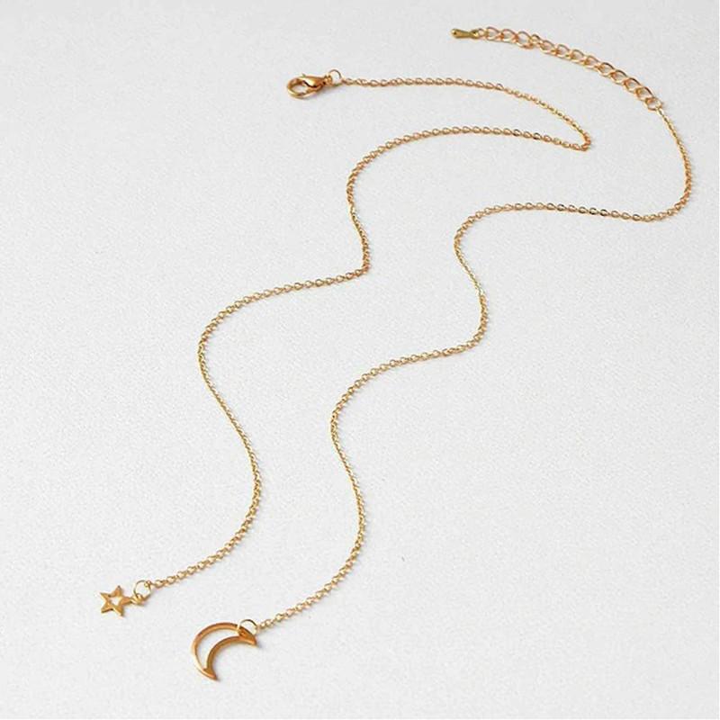 Fashion Moon Droping Star Pendant Necklace Gold-plated Plated Alloy Chain Pendants Glitstudio   