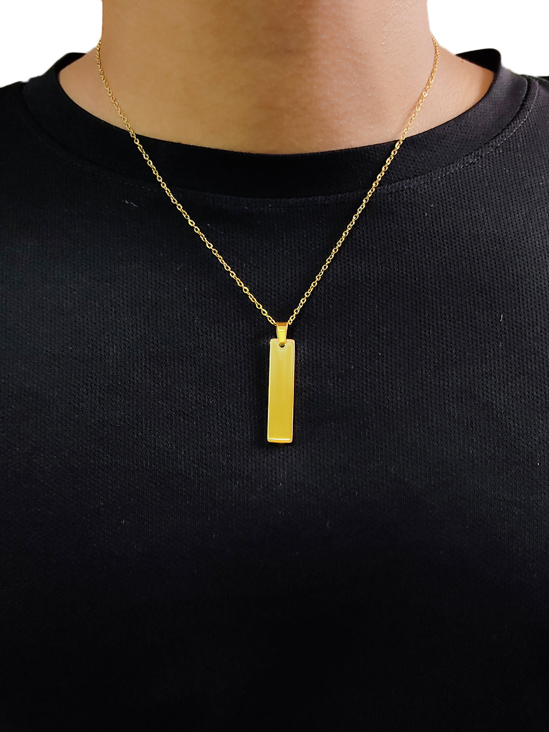 Gold Stainless Steel Vertical Bar Pendant adjustable Necklace chain Pendants glitstudio   