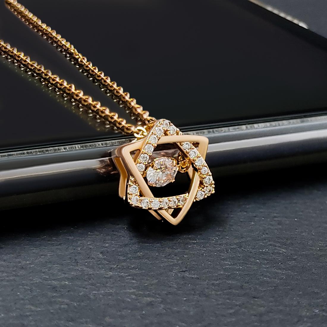 Beautiful American Diamond Pendant With Chain Pendants glitstudio   