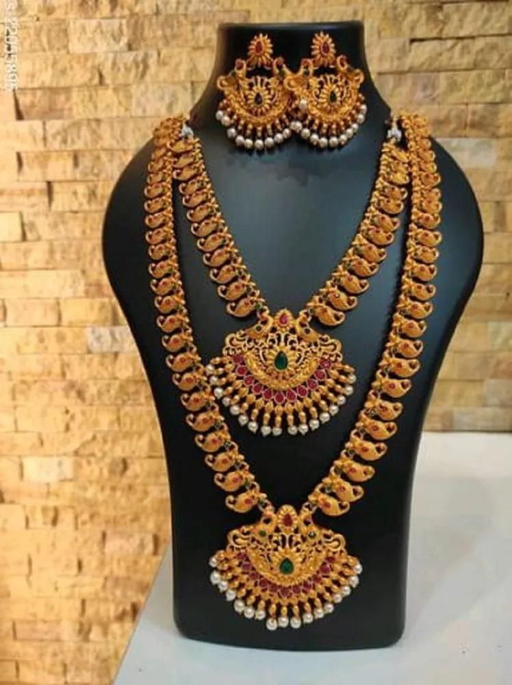 South Indian Temple Jewellery Combo Necklace Set For Women  glitstudio   