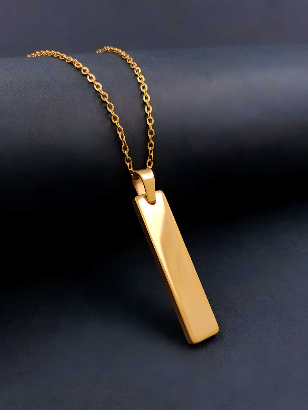 Gold Stainless Steel Vertical Bar Pendant adjustable Necklace chain Pendants glitstudio   