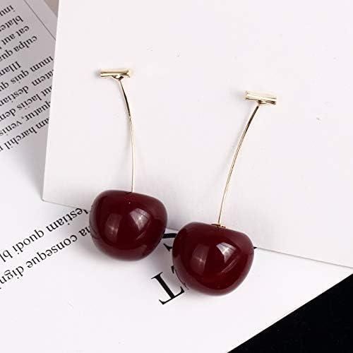 3D Red Cherry Drop Earrings Cute Fruit Gold Dangle Earrings Earrings glitstudio   