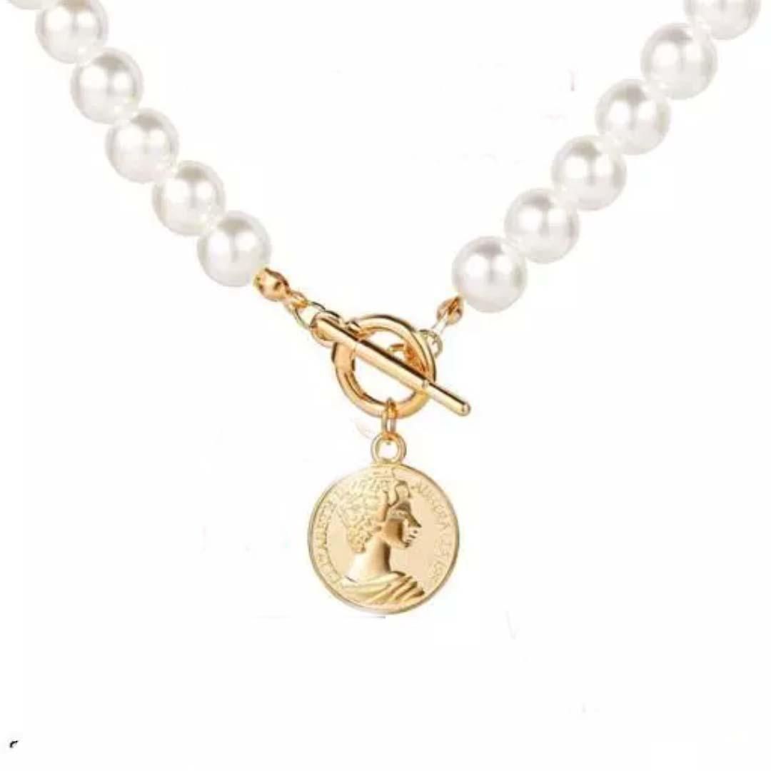 AVR JEWELS Pearl Coin Chain Necklace For Women Necklaces glitstudio   