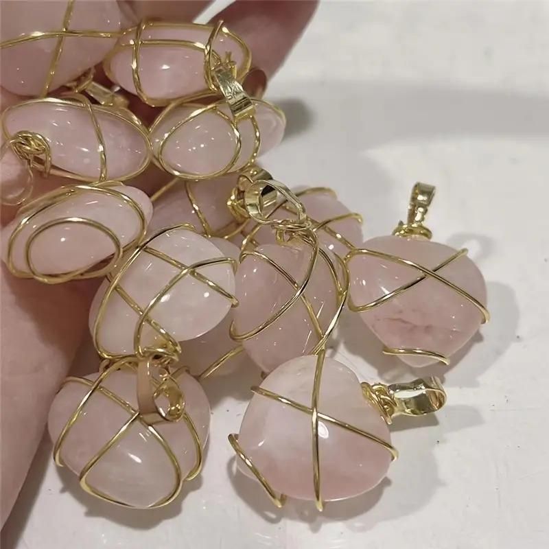 Fashion Metal Wrapped Love Heart Crystal Stone Pendant Pendants glitstudio   