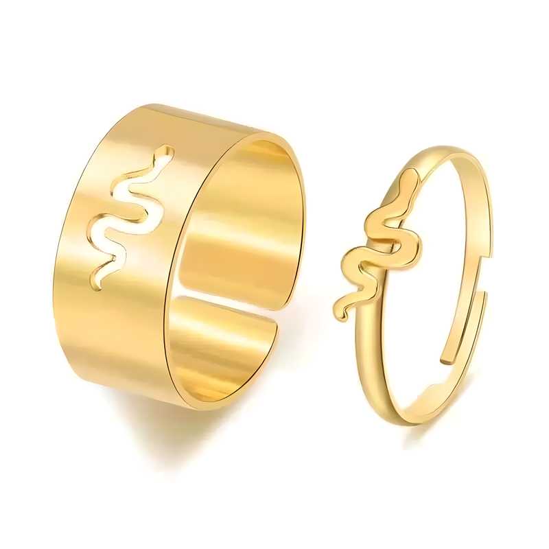 Golden Snake Matching Wrap Finger Couple Ring  glitstudio   