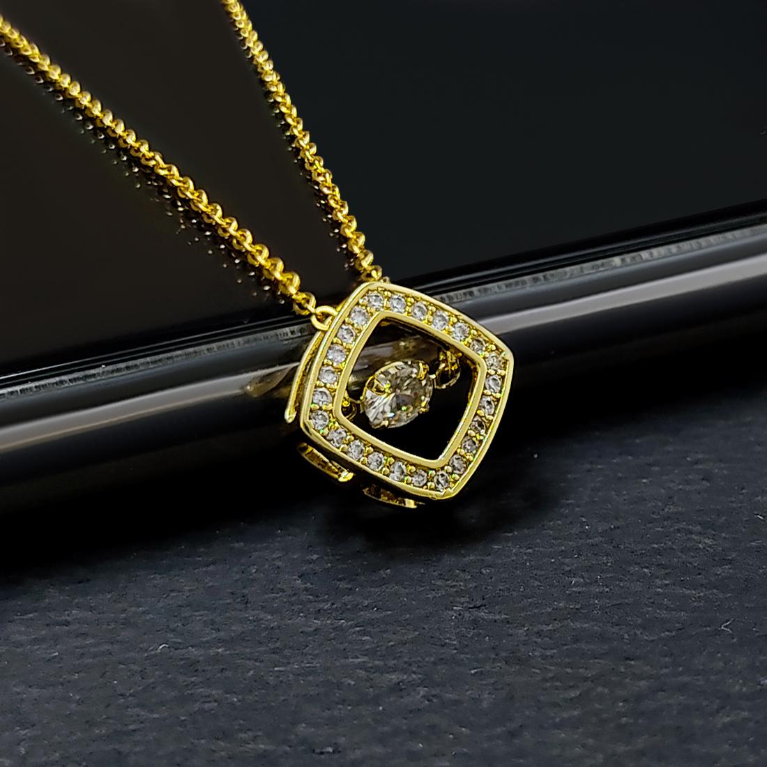 Elegant American Diamond Pendant With Chain  glitstudio   