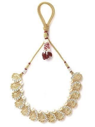 Karatcart Gold Plated Peacock Design Kundan and Pearl Choker Necklace Set for Women  glitstudio   