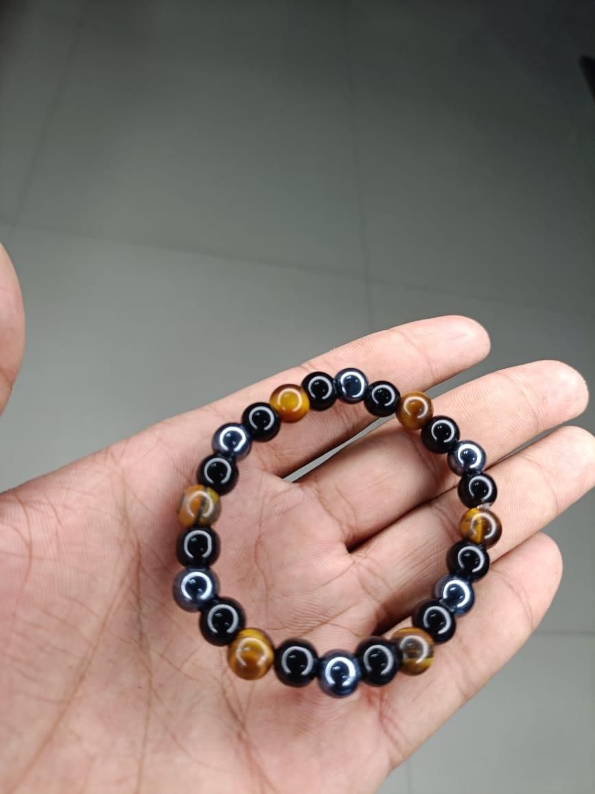 Tiger Eye Matte Black Beaded Bracelet(Combo)  glitstudio   