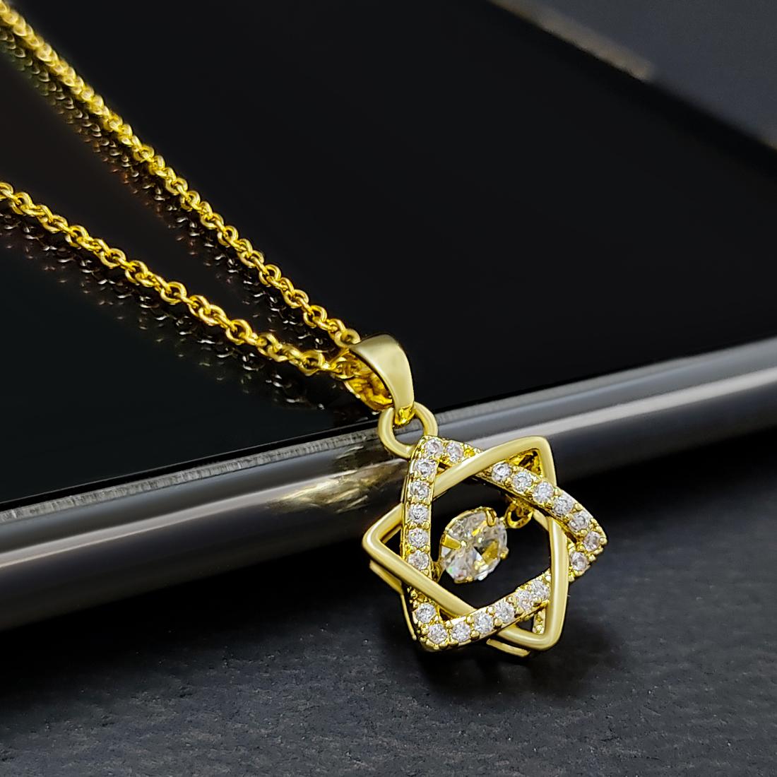 Elegant American Diamond Pendant With Chain Pendants glitstudio   