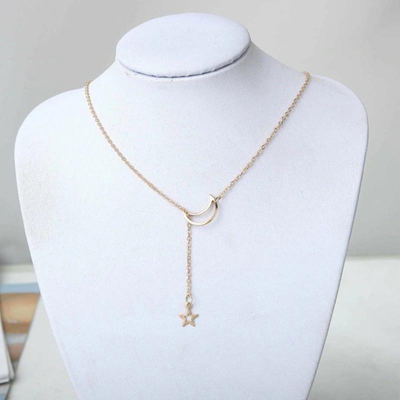 Fashion Moon Droping Star Pendant Necklace Gold-plated Plated Alloy Chain Pendants Glitstudio   