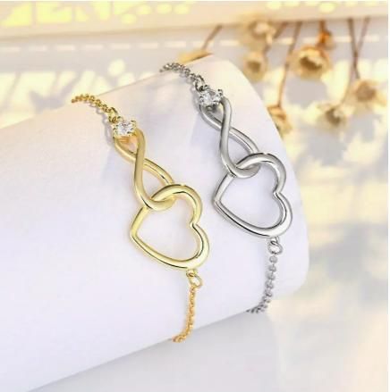 Golden Heart-Shaped Zirconia Bracelet glitstudio