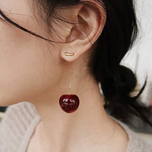 3D Red Cherry Drop Earrings Cute Fruit Gold Dangle Earrings Earrings glitstudio   