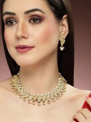 Karatcart Gold Plated Kundan Peal Jewellery Set for Women  Glitstudio   