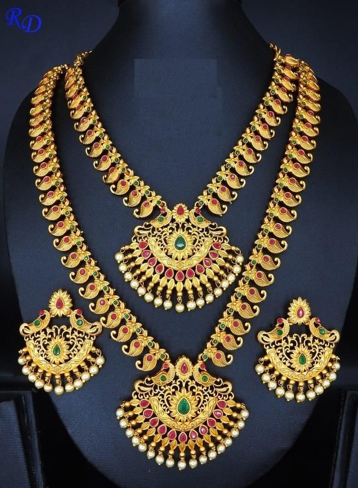 South Indian Temple Jewellery Combo Necklace Set For Women  glitstudio   