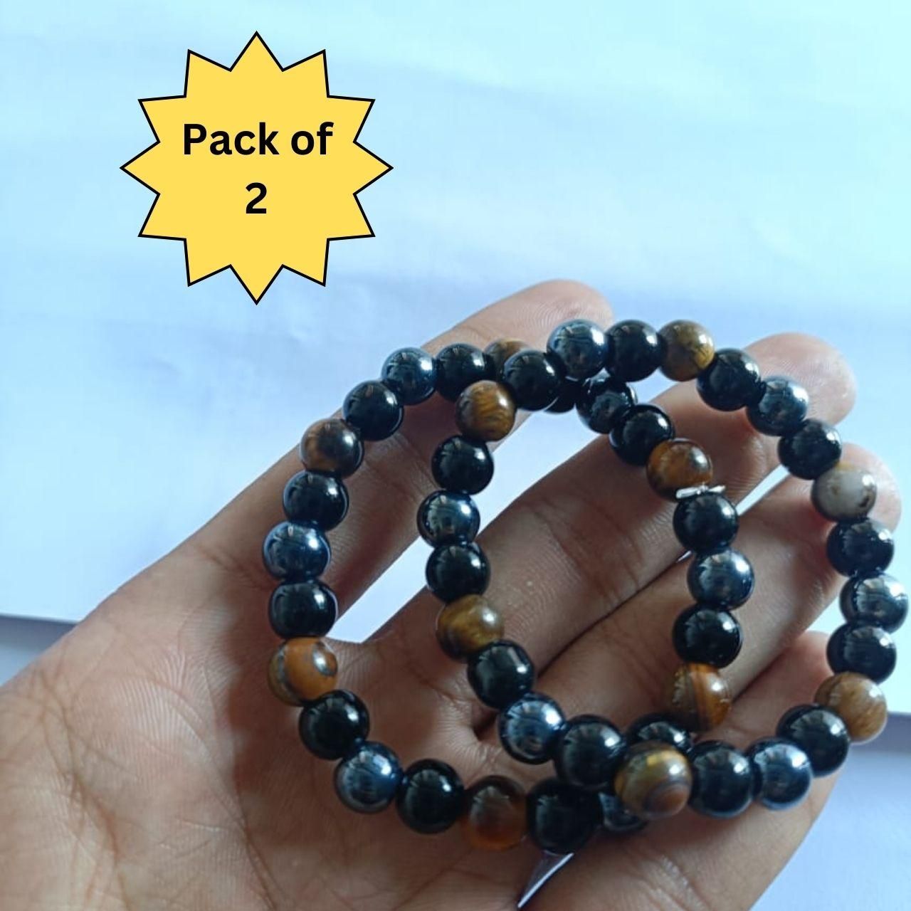 Tiger Eye Matte Black Beaded Bracelet(Combo)  glitstudio   