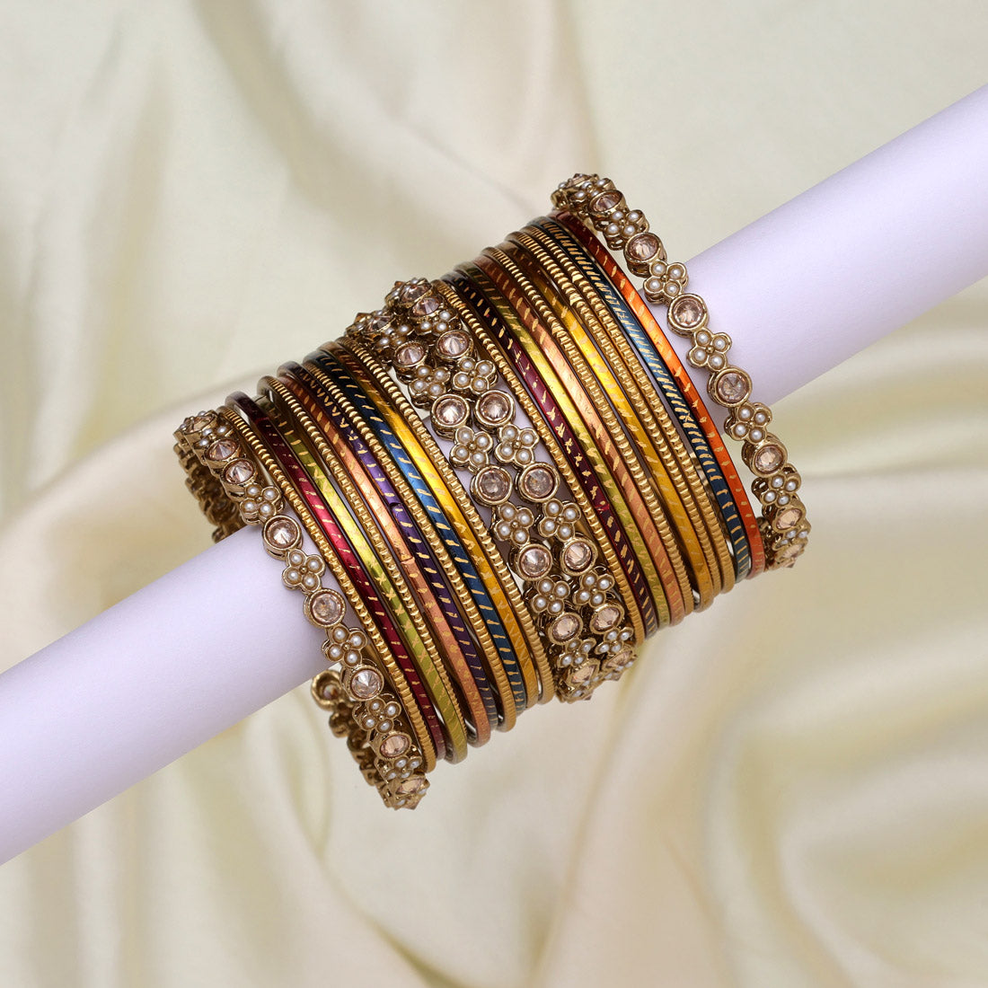 Multi Color American Diamond Bangle Set: Size: 2.6 (ADB278MLT-2.6) Bracelets GetGlit   