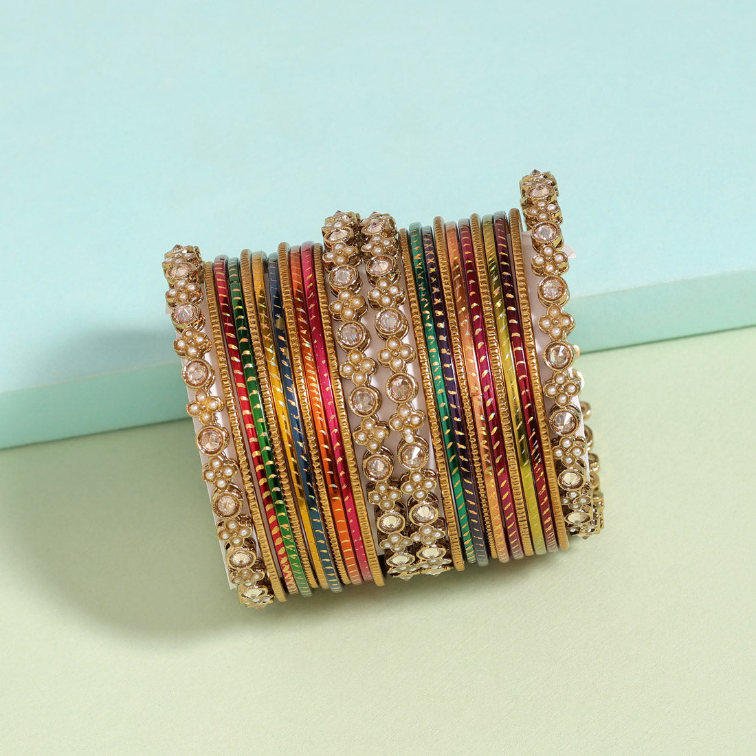 Multi Color American Diamond Bangle Set: Size: 2.8 (ADB278MLT-2.8) Bracelets GetGlit   