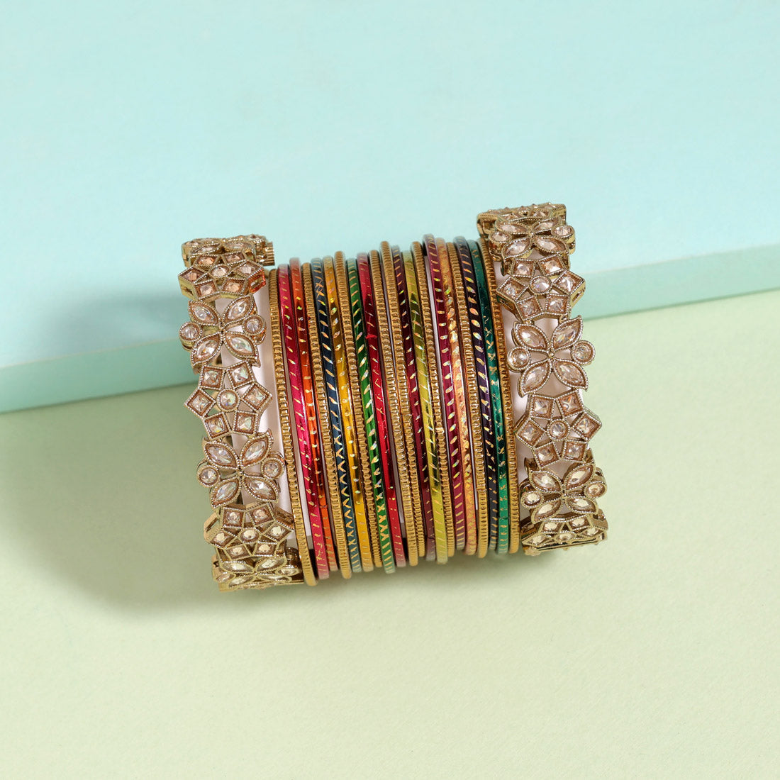 Multi Color American Diamond Bangle Set: Size: 2.6 (ADB286MLT-2.6) Bracelets GetGlit   