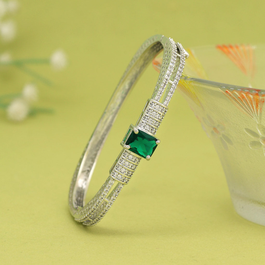 Green Color American Diamond Bracelet (ADB304GRN) Jewellery GetGlit   