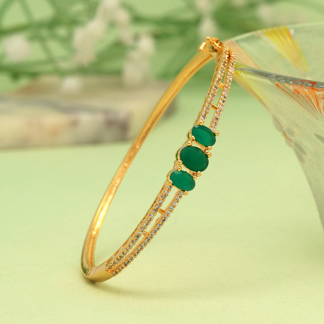 Green Color American Diamond Bracelet