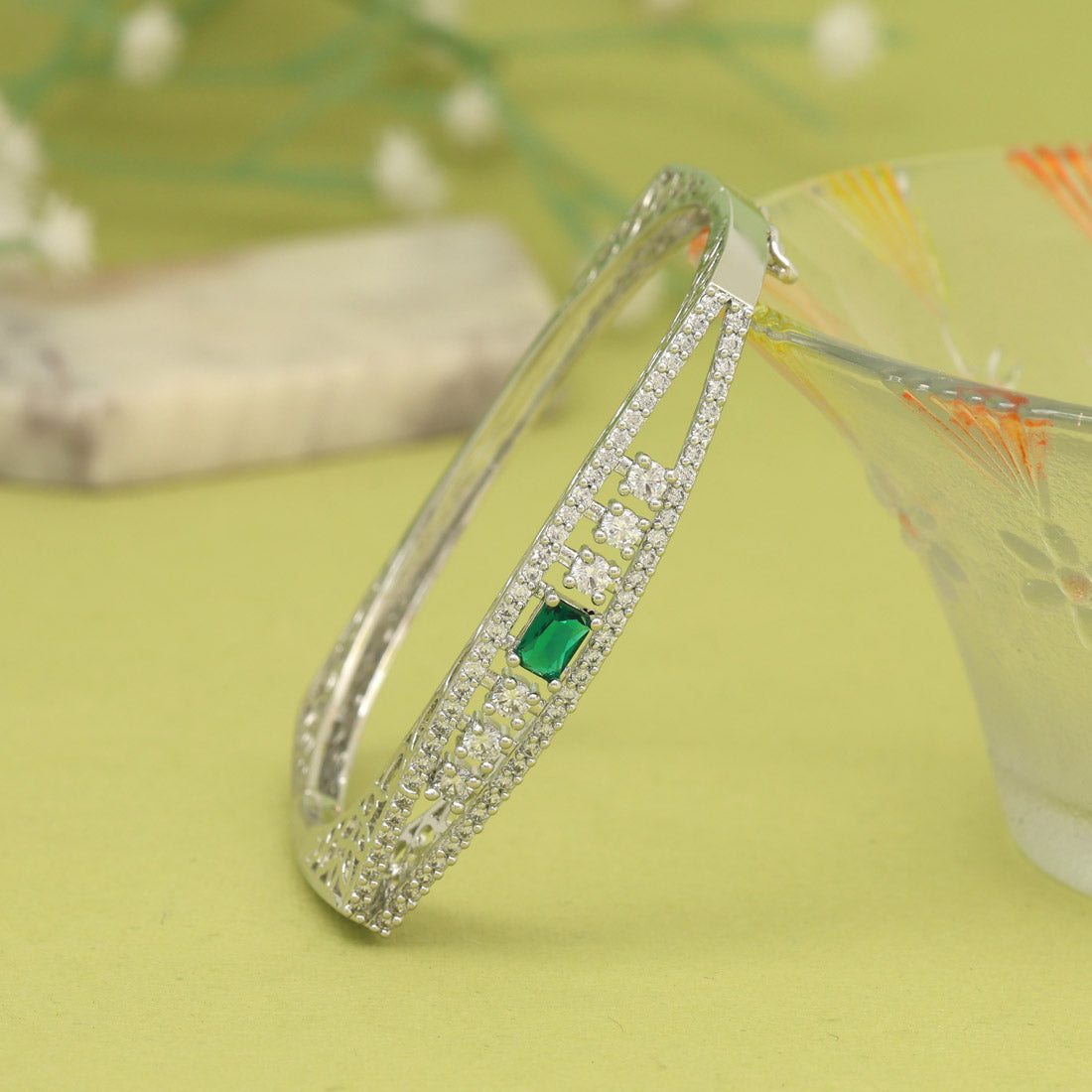 Green Color American Diamond Bracelet (ADB322GRN) Jewellery GetGlit   