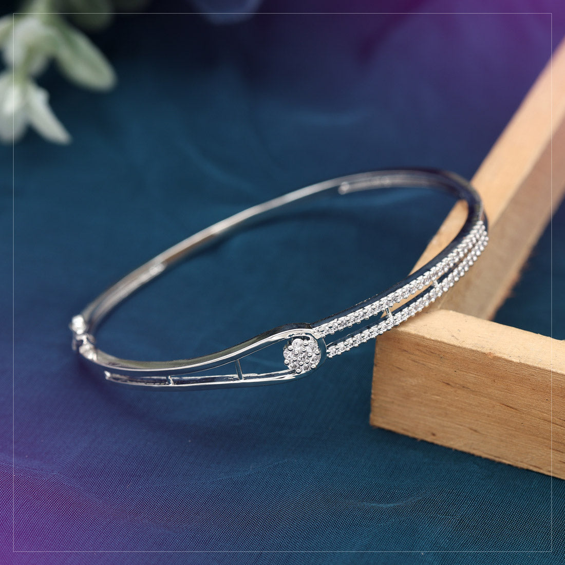 Silver Color American Diamond Bracelet (ADB337SLV) Jewellery GetGlit