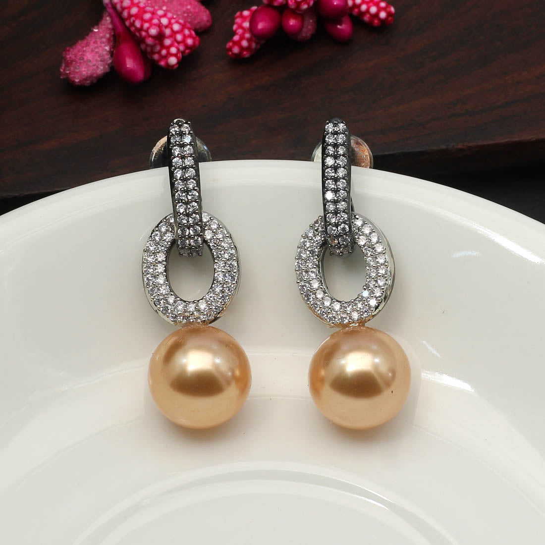 Gold Color Premium American Diamond Earrings