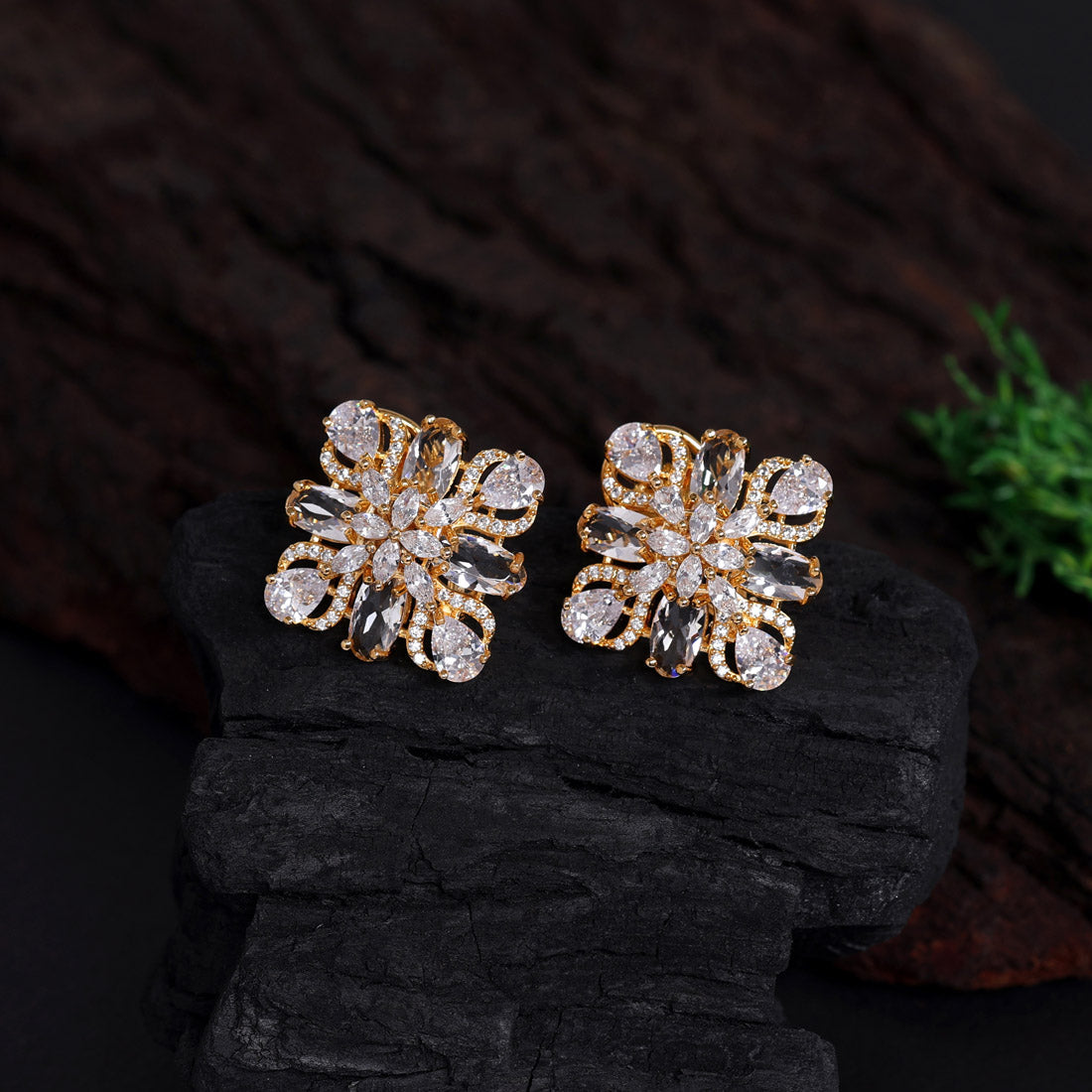 White Color American Diamond Stud Earrings (ADE430WHT) Studs GetGlit   