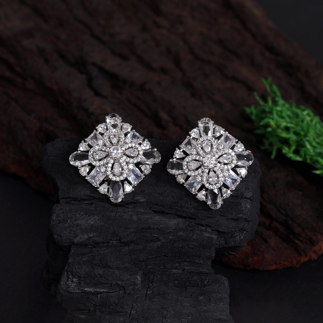 Rani Color American Diamond Stud Earrings (ADE442RNI) Jewellery GetGlit   