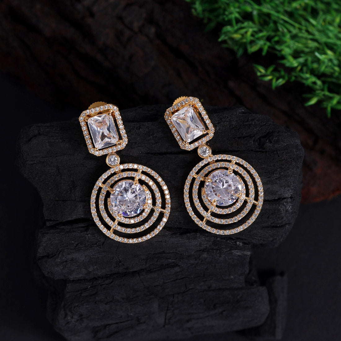 White Color American Diamond Earrings (ADE443WHT) Earrings GetGlit   