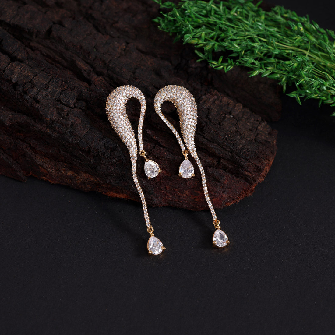 White Color American Diamond Earrings (ADE445WHT) Earrings GetGlit   