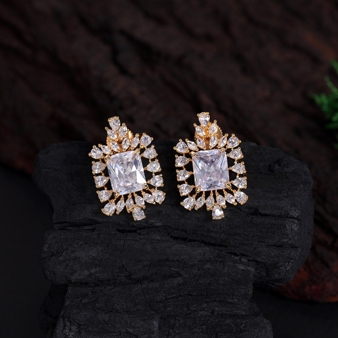 White Color American Diamond Earrings (ADE462WHT) Earrings GetGlit   