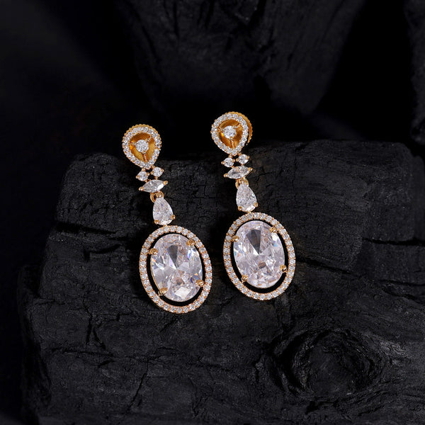 White Color American Diamond Earrings (ADE506WHT) Earrings GetGlit   