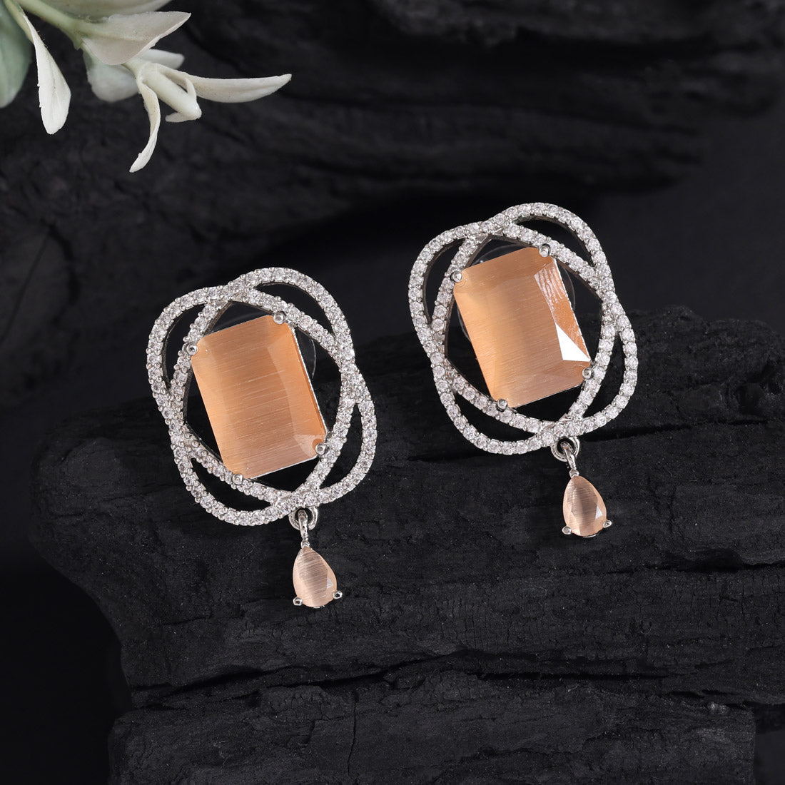 Brown Color American Diamond Earrings (ADE590BRW) Jewellery GetGlit