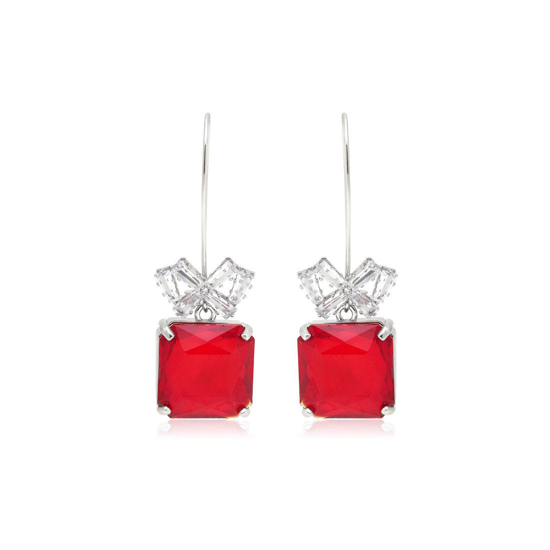 Red Color American Diamond Earrings (ADE597RED) Jewellery GetGlit