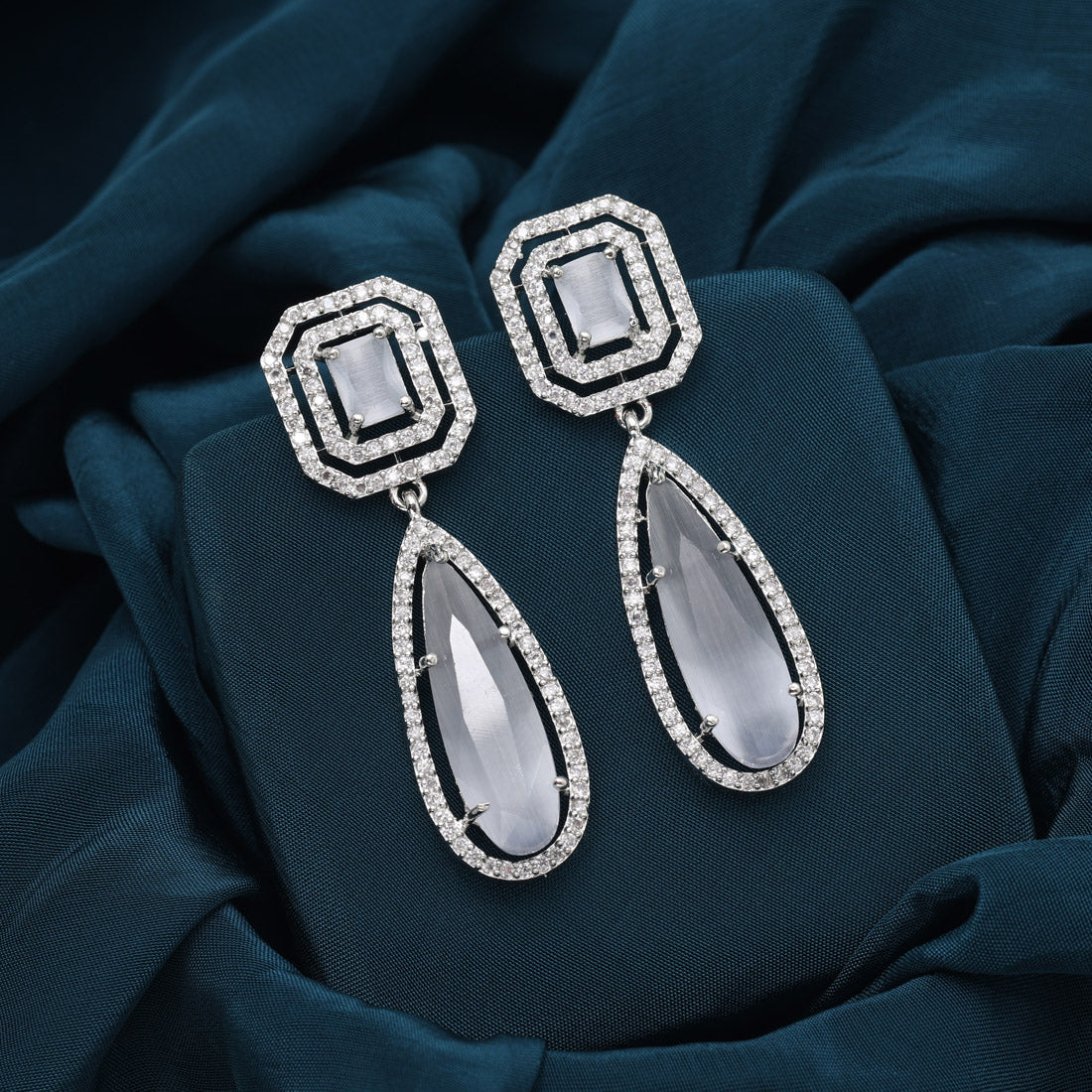 Gray Color American Diamond Earrings Jewellery GetGlit