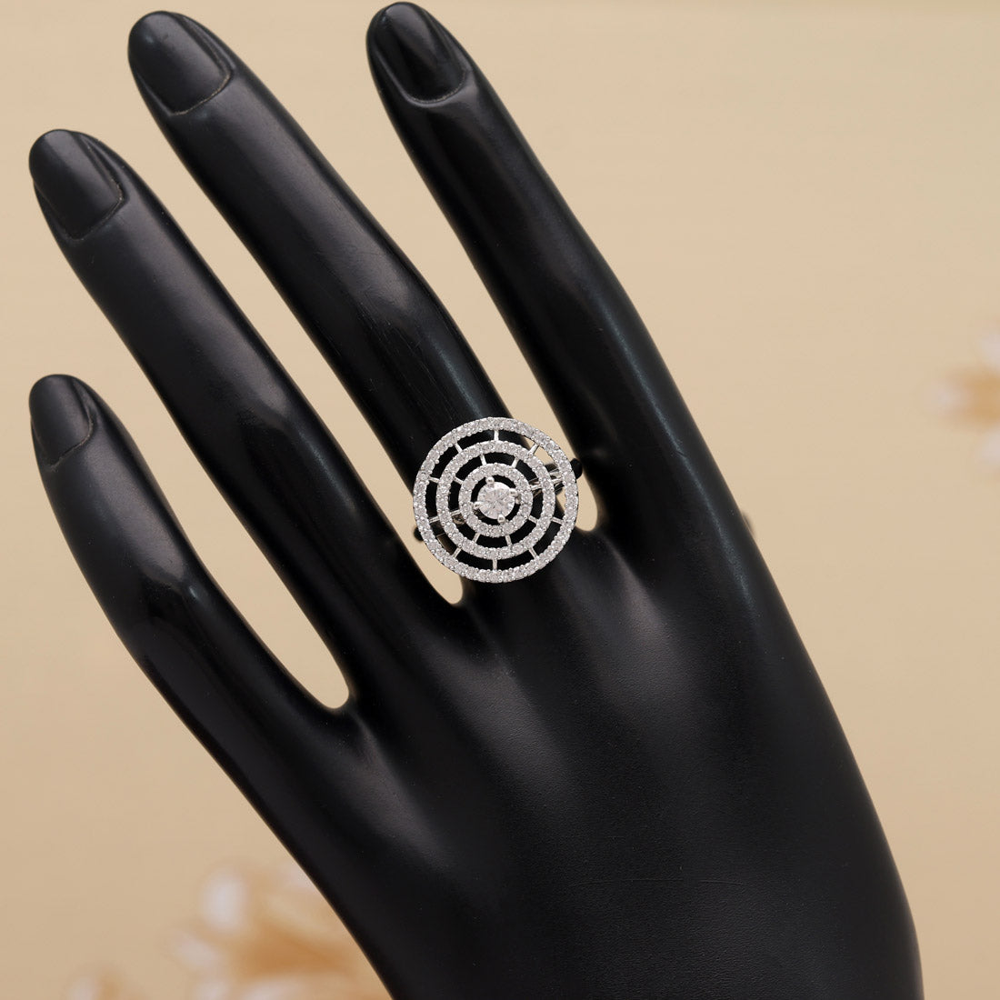 Silver Color American Diamond Finger Ring (ADR486SLV)  GetGlit   