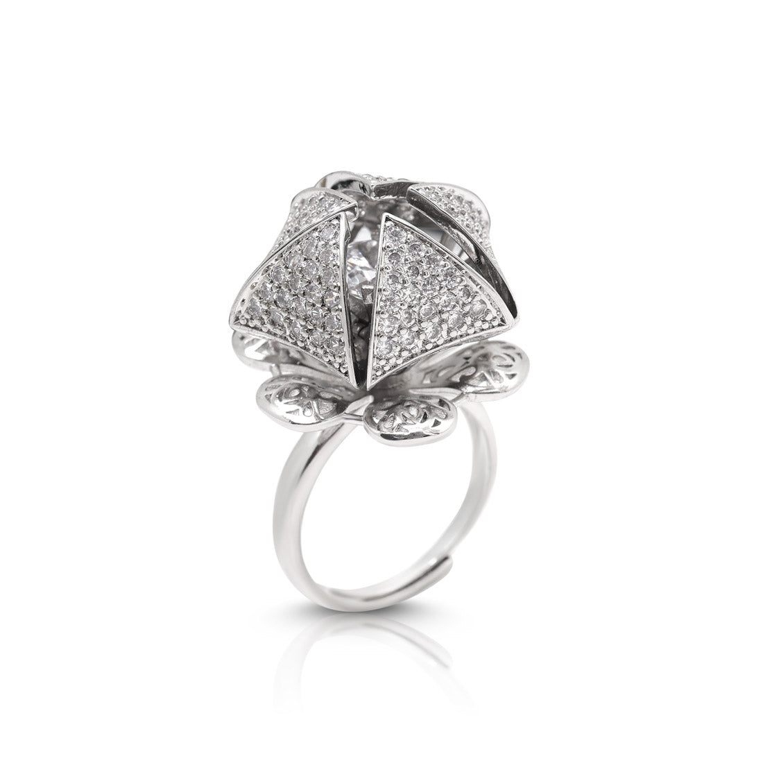 Silver Color American Diamond Finger Ring (ADR559SLV) Jewellery GetGlit