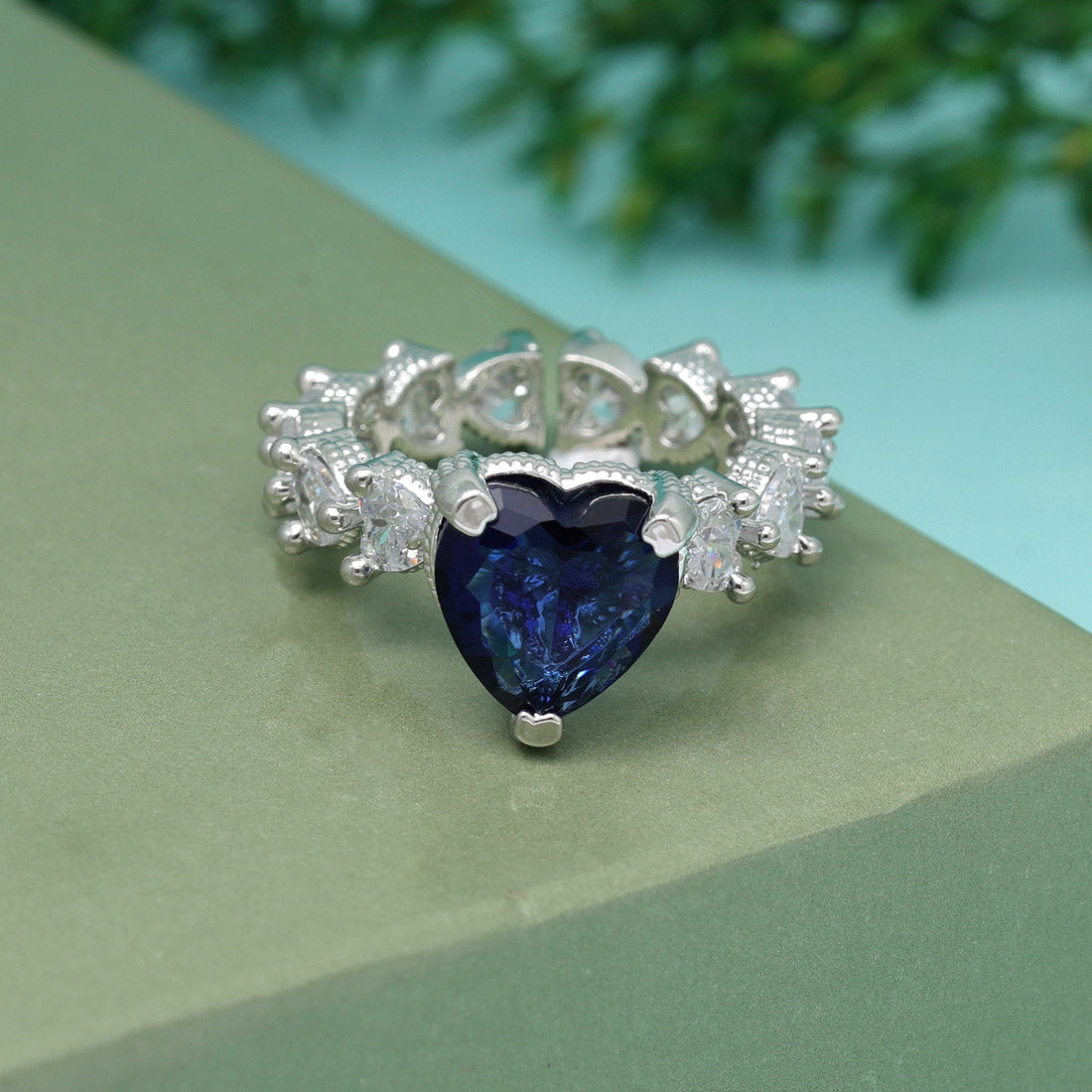 Blue Color American Diamond Finger Ring