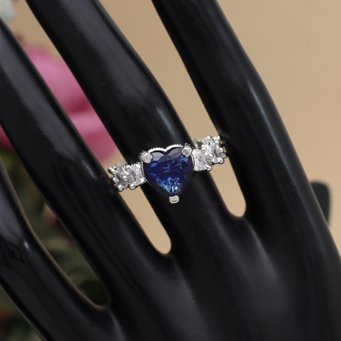 Blue Color American Diamond Finger Ring Jewellery GetGlit