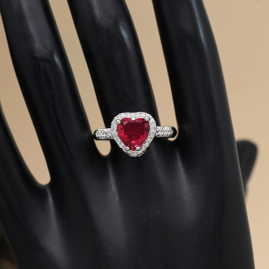 Ruby Color American Diamond Finger Ring (ADR578RUBY) Jewellery GetGlit   