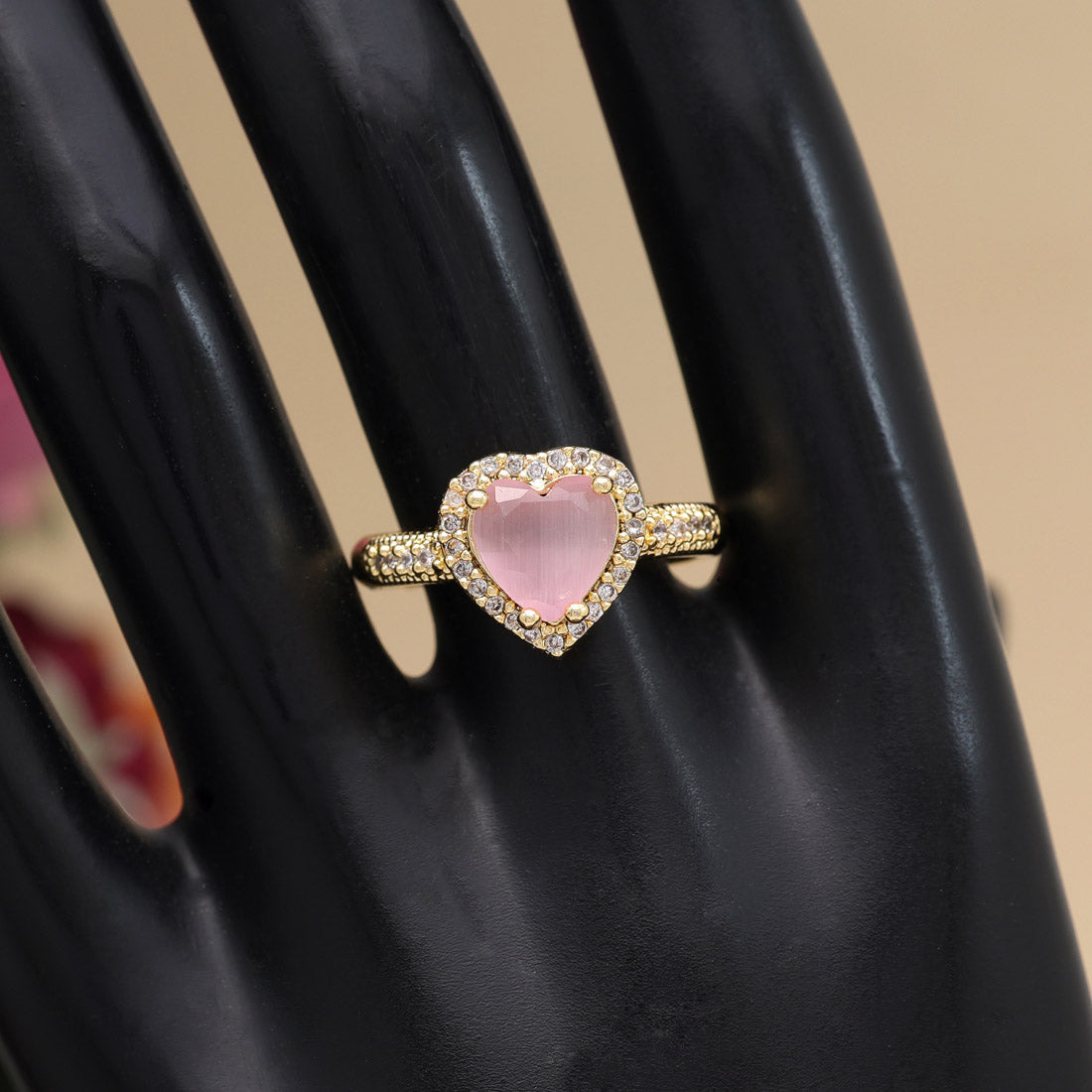 Pink Color American Diamond Finger Ring (ADR579PNK) Jewellery GetGlit   