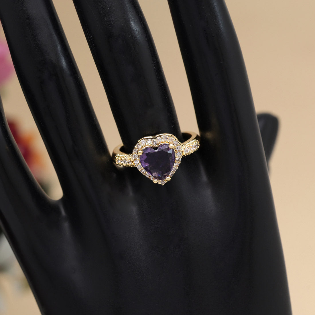 Purple Color American Diamond Finger Ring Jewellery GetGlit