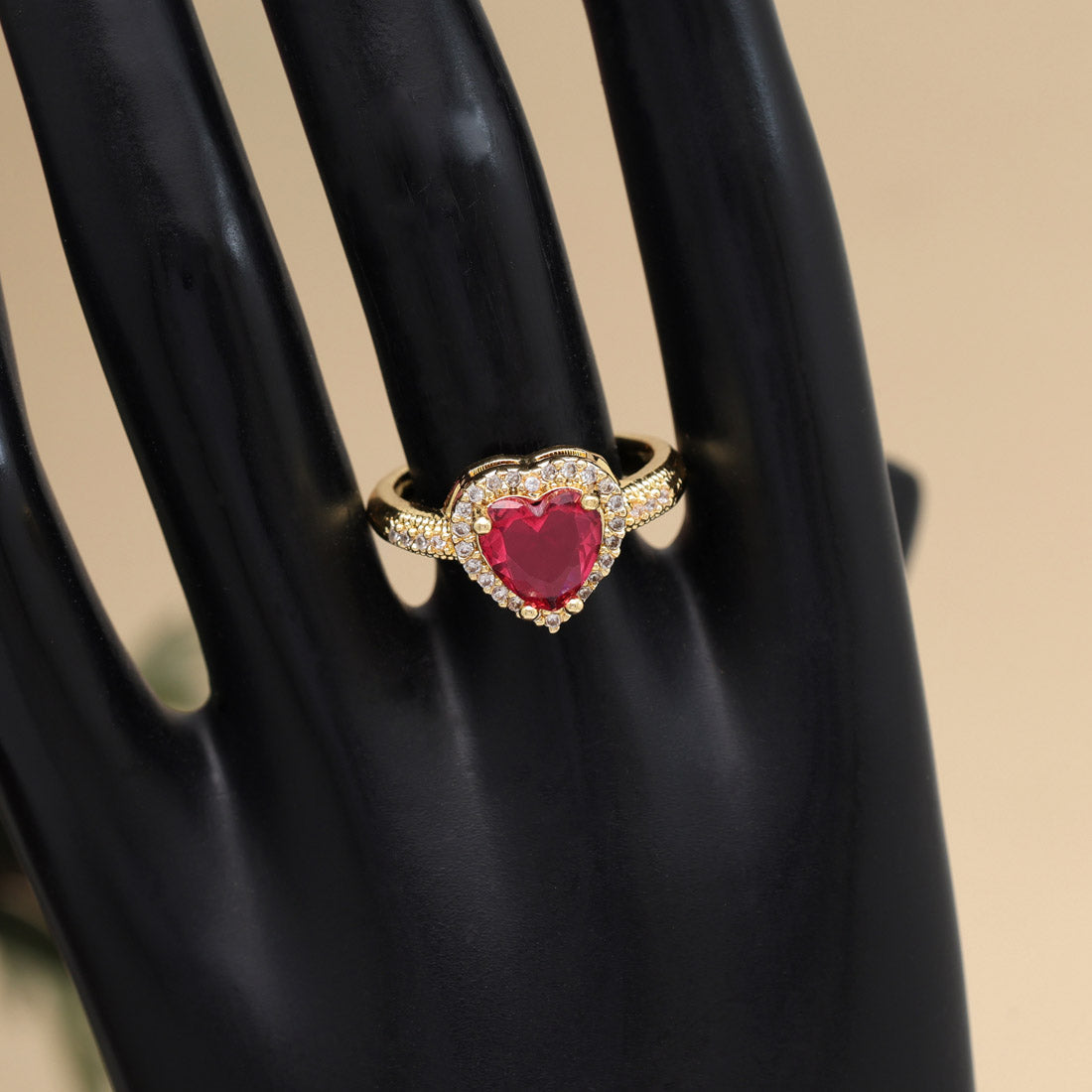 Ruby Color American Diamond Finger Ring (ADR579RUBY) Jewellery GetGlit   