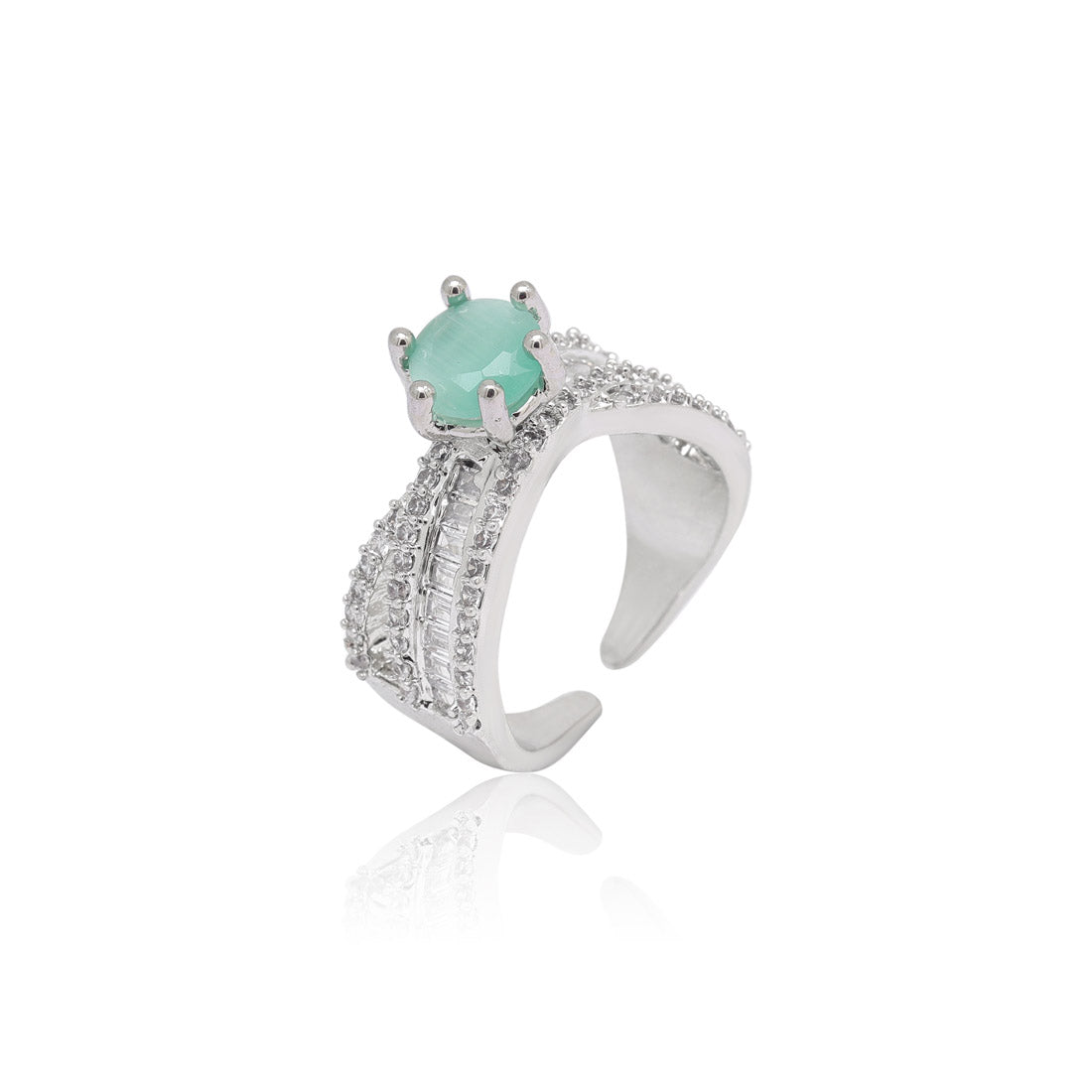 Pista Green Color American Diamond Finger Ring (ADR584PGRN) Jewellery GetGlit