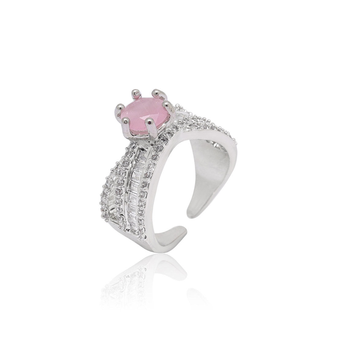 Pink Color American Diamond Finger Ring (ADR584PNK) Jewellery GetGlit   