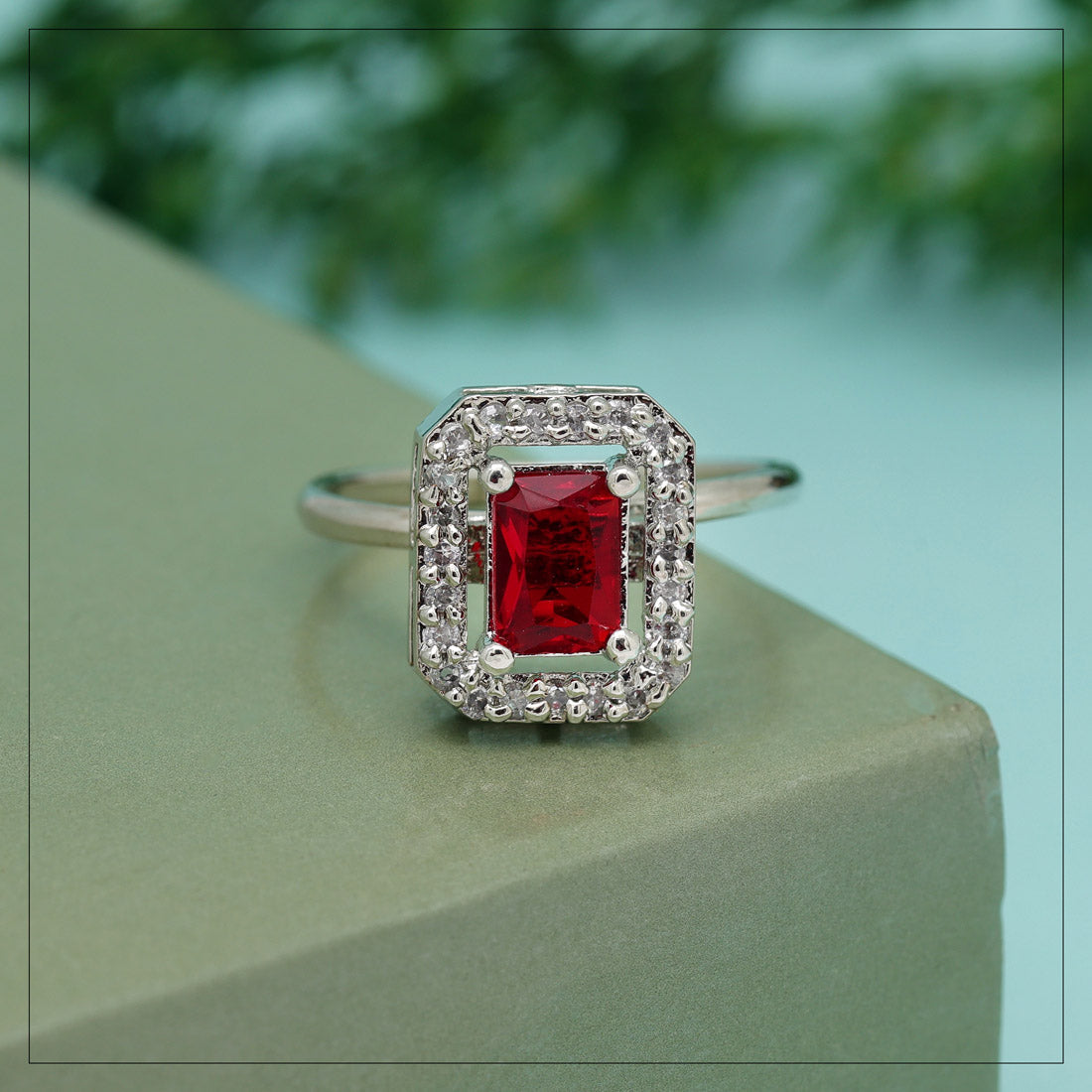 Red Color American Diamond Finger Ring (ADR592RED) Jewellery GetGlit   