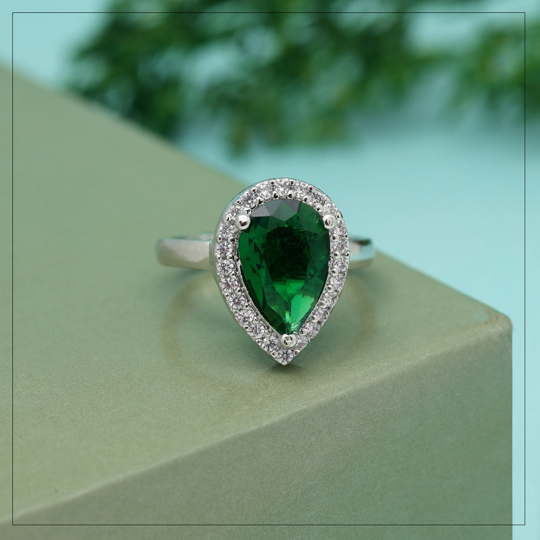 Green Color American Diamond Finger Ring (ADR593GRN) Jewellery GetGlit