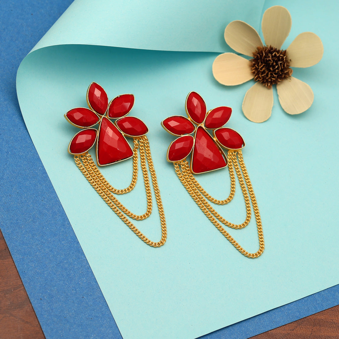 Red Color Amrapali Earrings (AMPE376RED) Earrings GetGlit   