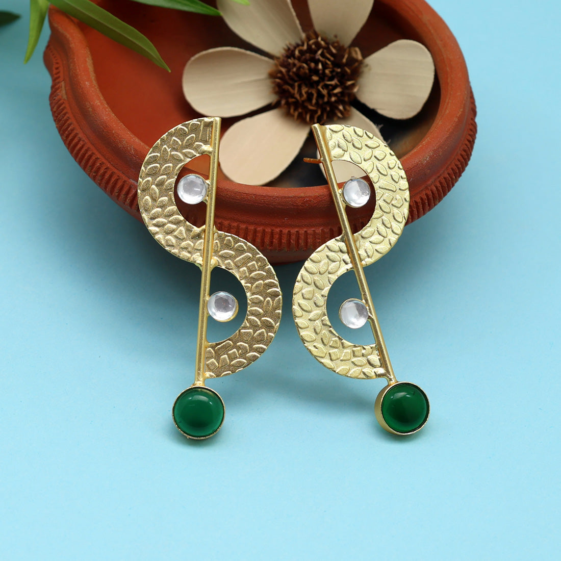 Green Color Amrapali Earrings (AMPE391GRN) Earrings GetGlit   